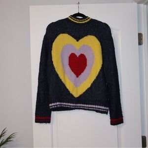 Ecote Heart Design Sweater - Black, Yellow, Red, Purple